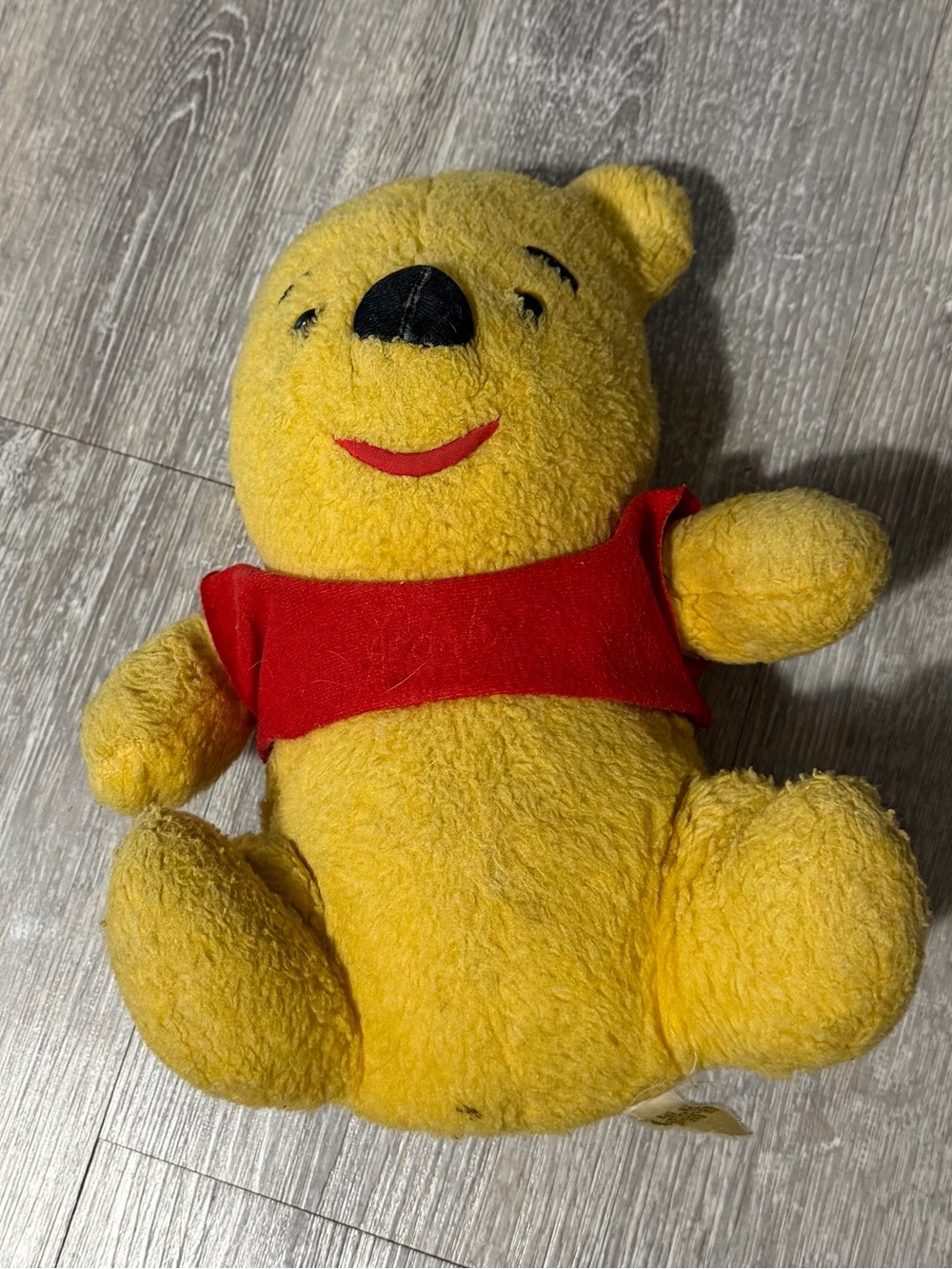 Sears Yellow Plush Bear with Red Shirt - Soft Vintage Stuffed Animal